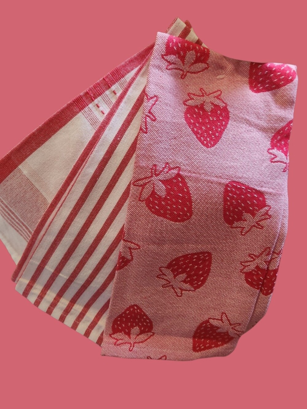 Hobby Lobby Strawberry,  Stripe And Plaid Tea Towels - Set Of 3 - Picture 3 of 4